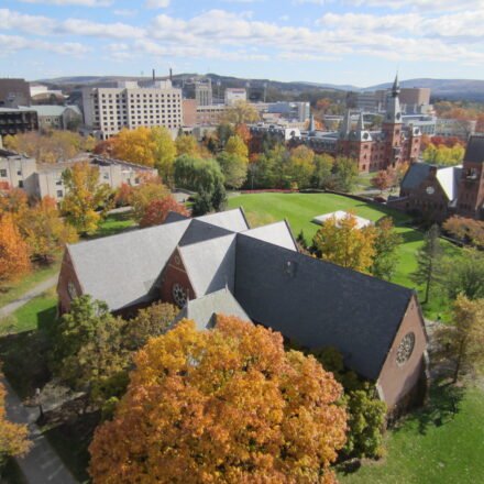 Cornell University campus in Ithaca, New York, seen from McGraw Tower