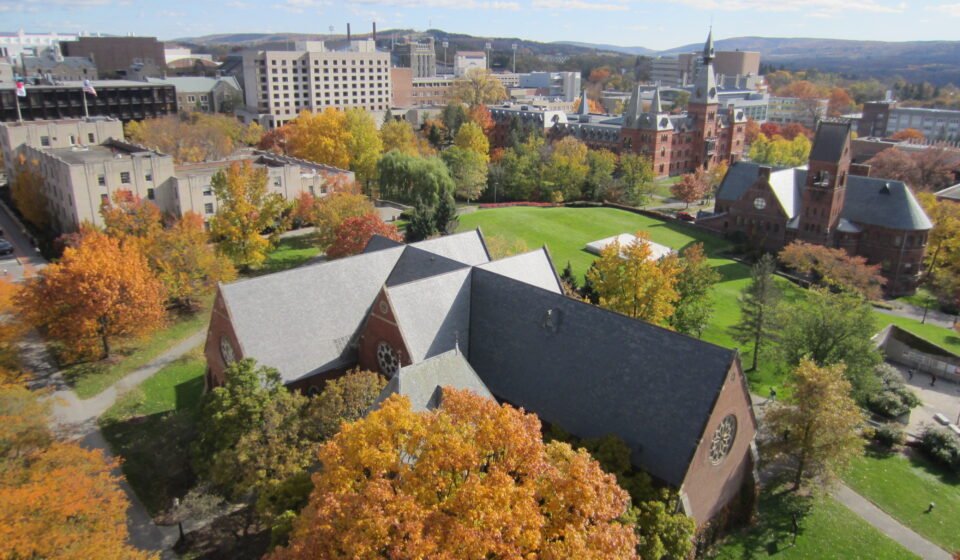 Cornell University campus in Ithaca, New York, seen from McGraw Tower
